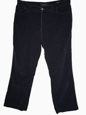 Calvin Klein Corduroy Pants Women 16 Bootcut Black Stretch Classic Hemmed READ